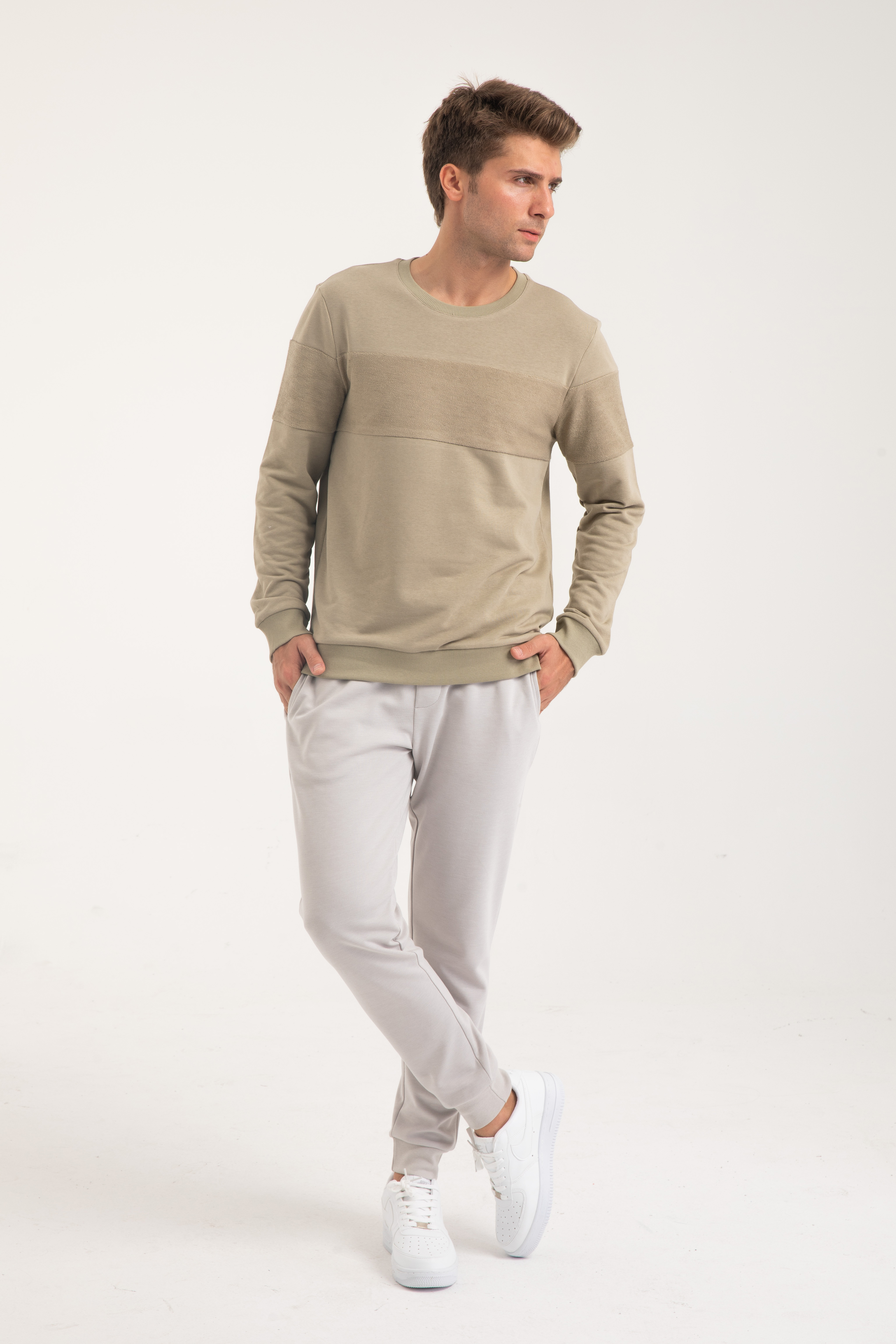 Erkek 3 İplik Şardonsuz Sweatshirt