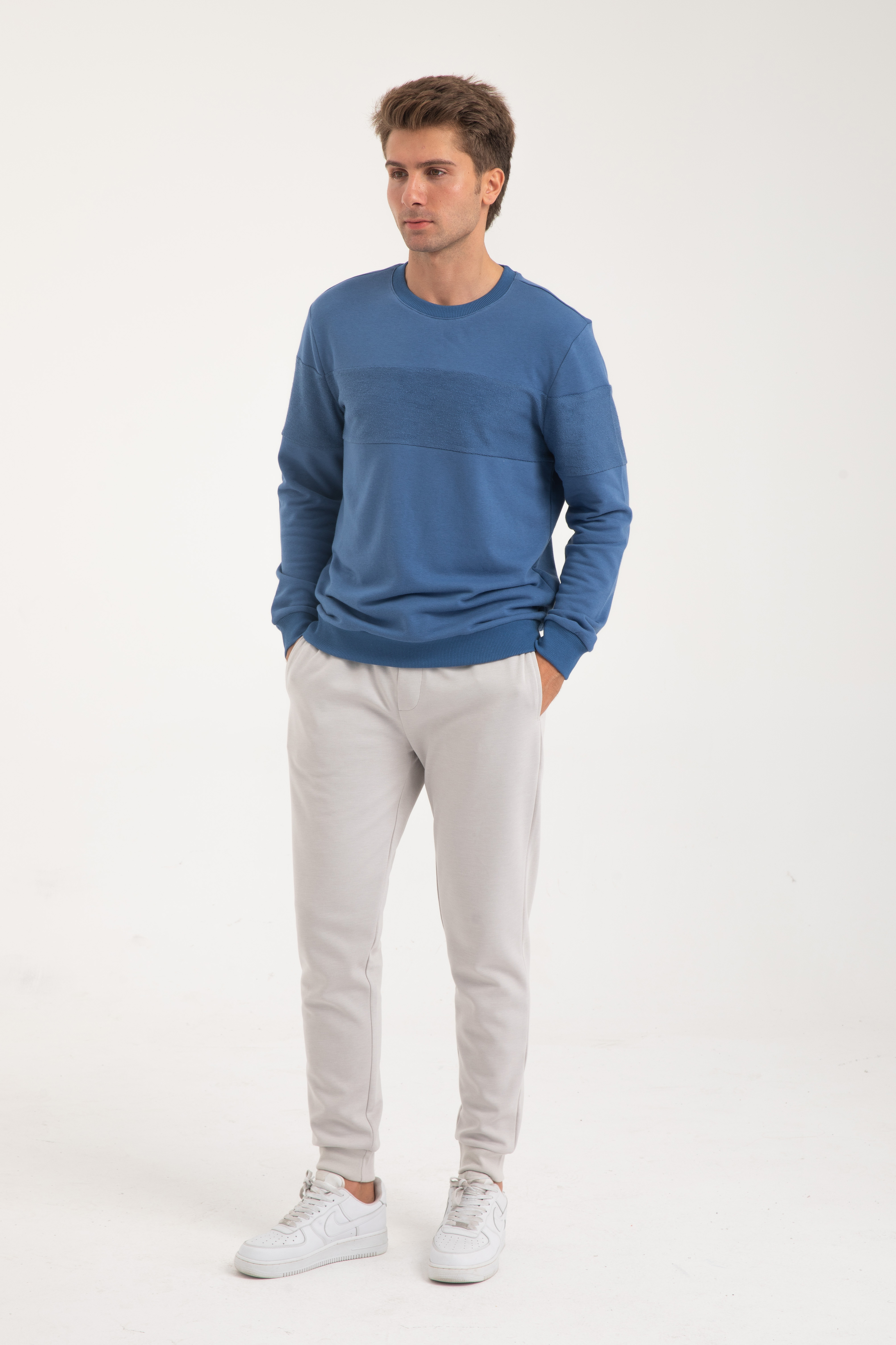 Erkek 3 İplik Şardonsuz Sweatshirt